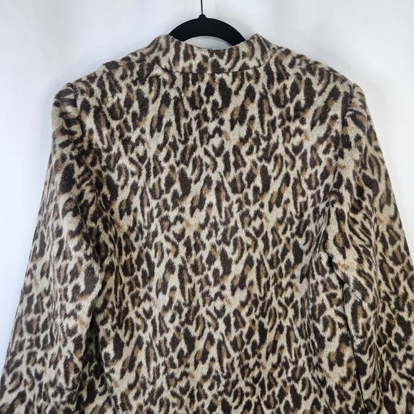 Chicos Fierce Womens Faux Fur Emma Jacket 2 Large Leopard Brown Tan Cheetah Coat - Picture 5 of 9